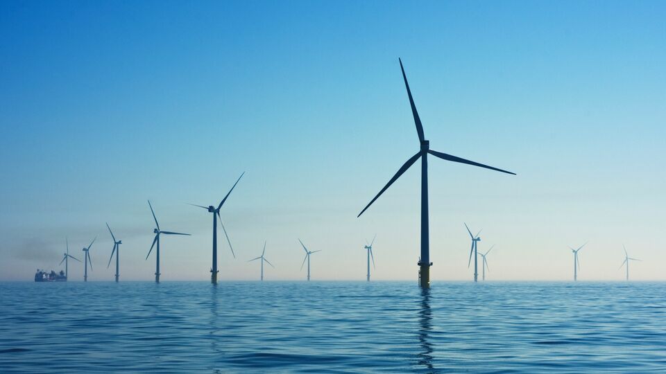 Offshore wind farm in the sea